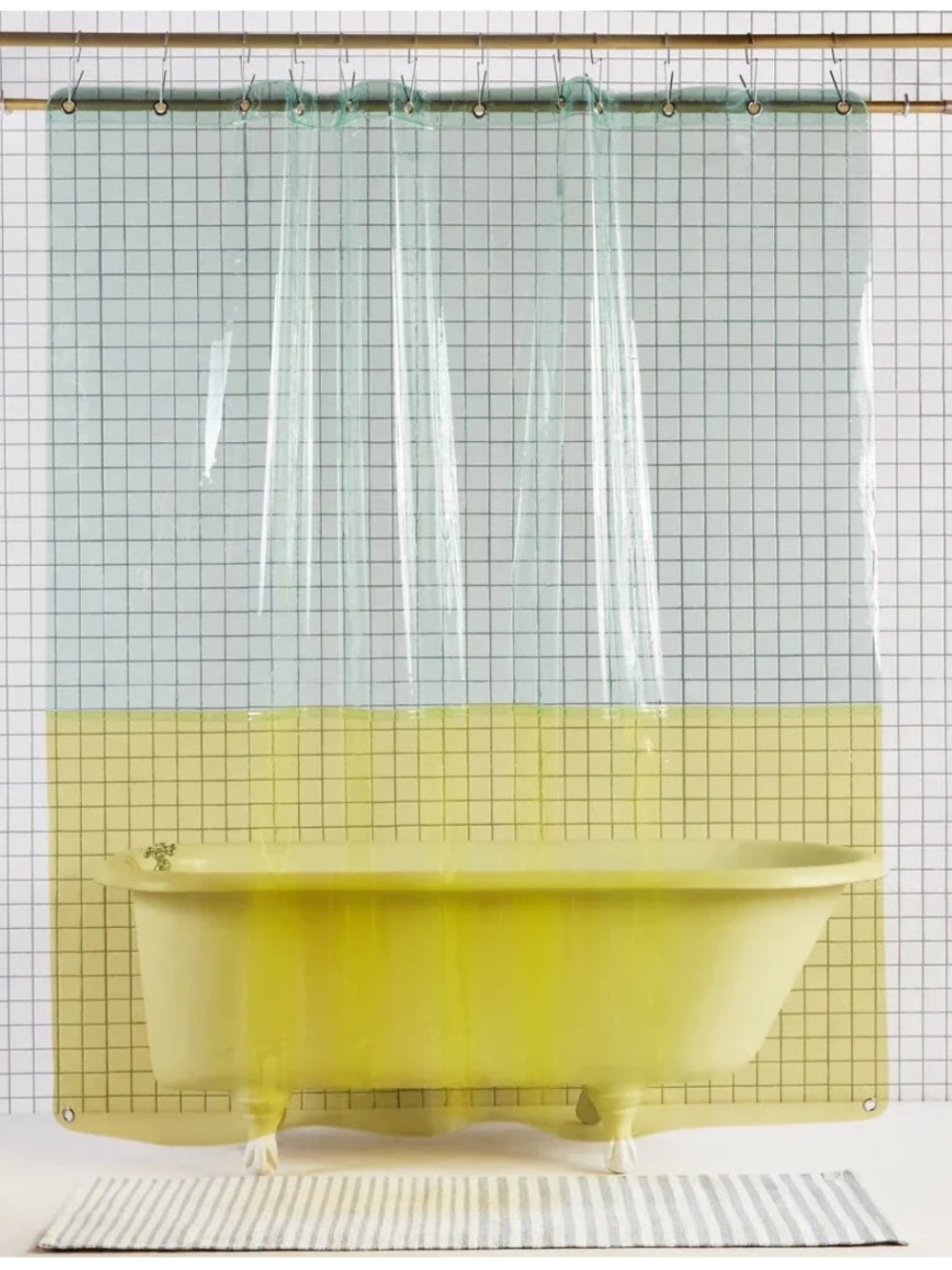 🌻NEW w/tag Quiet Town "POOL" Blue-Toned Color Block Sun Shower Curtain
